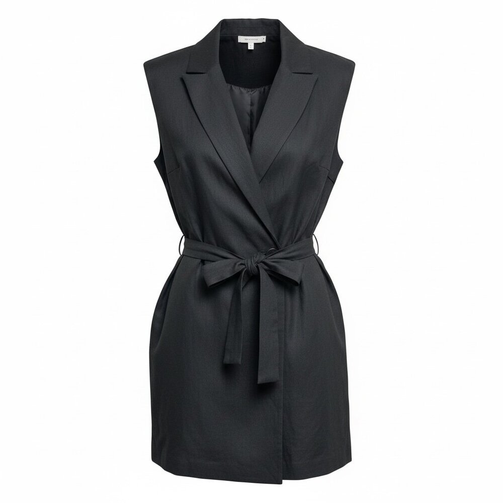 Jason Wu Black Linen Blend Double Breasted Peak Lapel Blazer‎ Dress